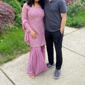 Three Piece Gharara | Purple/Pink Indian Dress | Size 40